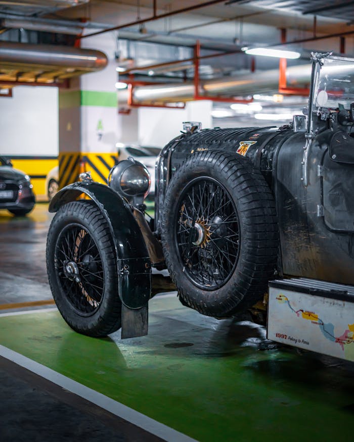 The Art of Drawing Readers In: Your attractive post title goes here A classic vintage car parked in an indoor garage in Ankara, Türkiye.