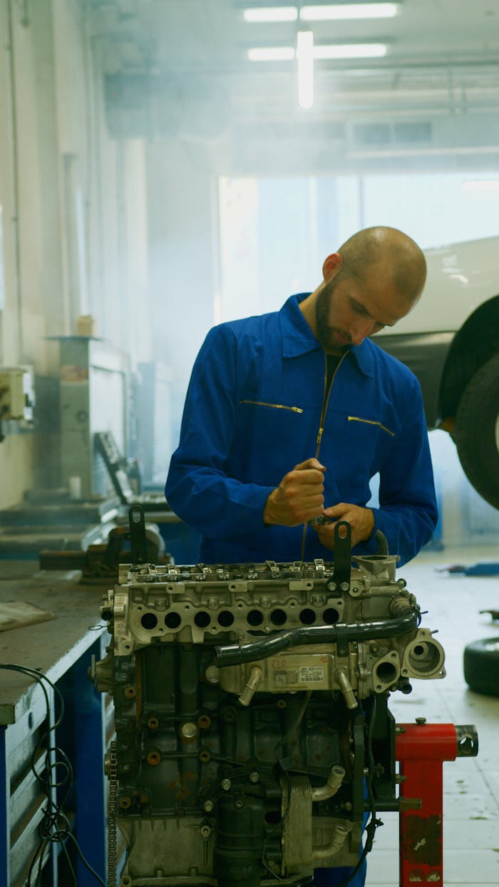 Mastering the First Impression: Your intriguing post title goes here Experienced mechanic performing engine repair in a professional workshop setting.